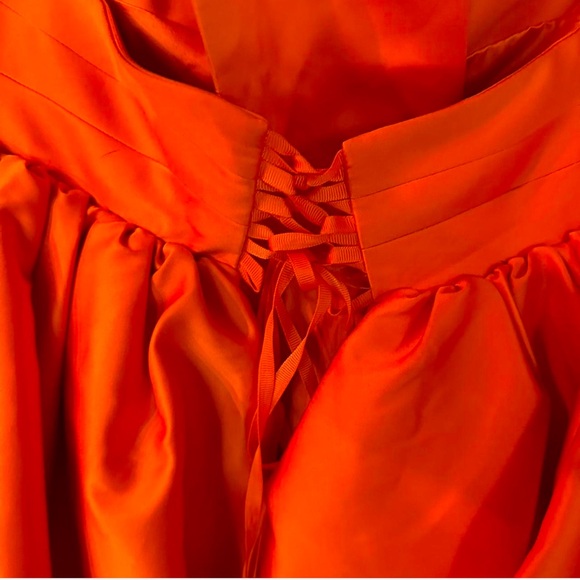 Rotate Birger Christensen Carmina strapless ruffled dress in orange - Picture 6 of 9